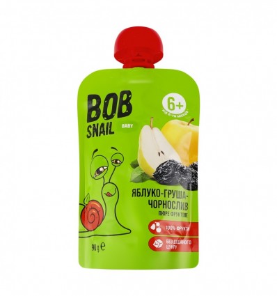 Пюре Bob Snail Baby Яблоко-груша-чернослив фруктовое 90г