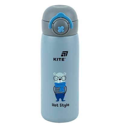 Термос с кнопкой Kite K25-1221-3, Hot style, 430 мл, серый