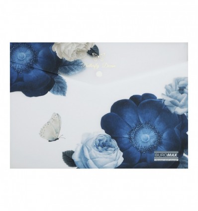 Папка конверт А4 на кнопке, SHADES ARABESKI, полупрозрачная, темно-синяя, BM.3943-03