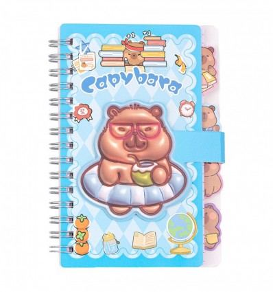 Блокнот на пружине сбоку CAPYBARA, А6, 60 л., клетка, с магнитной застежкой, ассорти, KIDS Line, ZB.