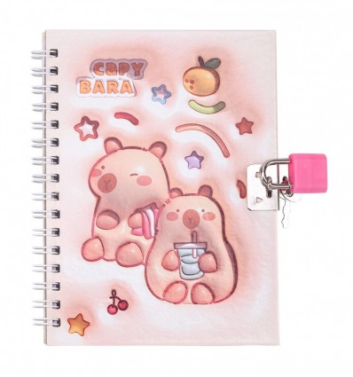 Блокнот на пружине сбоку с замком CAPYBARA 2, 110х150 мм, 48 л., клетка, ассорти, KIDS Line, ZB.7000