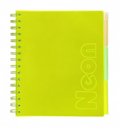 Зошит на пружині NEON, В5 (170x205), 120 арк, клітинка, жовтий, BM.24359911-08
