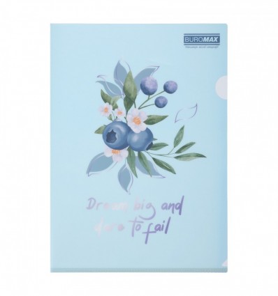 Папка-кутик А4, BLUEBERRY ARABESKI, напівпрозора,аквамарин, BM.3854-52