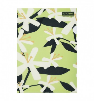 Папка-уголок А4, PLUMERIA ARABESKI, полупрозрачная, салатовая, BM.3854-15