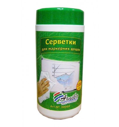 Салфетки влажные для магнитно-маркерных досок, 100шт. (30668)