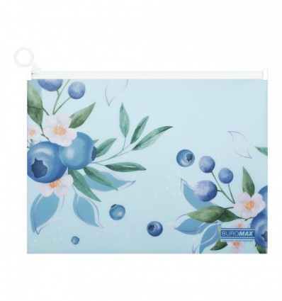 Папка-конверт А4 на zip-молнии, BLUEBERRY ARABESKI, полупрозрачная, морская волна, BM.3948-17