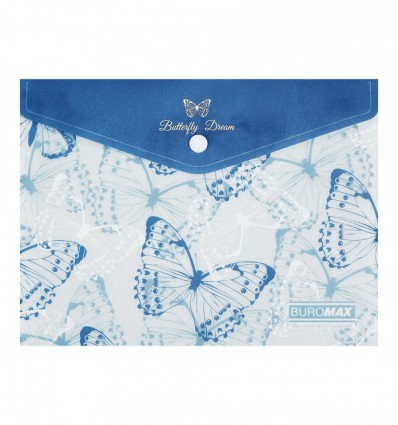 Папка конверт А5 на кнопке, MACHAON ARABESKI, полупрозрачная, синяя, BM.3919-02