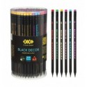 Олівець графітовий HB, BLACK DECOR, пластиковий, триграний, з гумкою, туба - 144 шт, ZB.2321