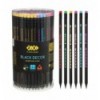 Олівець графітовий HB, BLACK DECOR, пластиковий, триграний, з гумкою, туба - 144 шт, ZB.2321