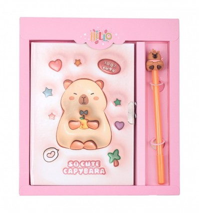 Блокнот із замком та ручкою CAPYBARA, 203х225 мм, 50 арк., клітинка, асорті, KIDS Line, ZB.700012
