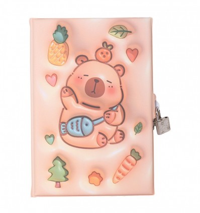 Блокнот с замком CAPYBARA, А5, 80 л., клетка, Soft PU обложка, ассорти, KIDS Line, ZB.700002