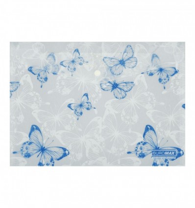 Папка-конверт А4 на кнопці, BUTTERFLY ARABESKI, напівпрозора, біла перламутрова, BM.3943-31
