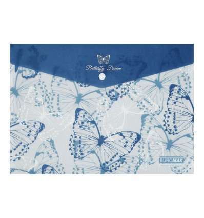 Папка-конверт А4 на кнопці, MACHAON ARABESKI, напівпрозора, синя, BM.3943-02