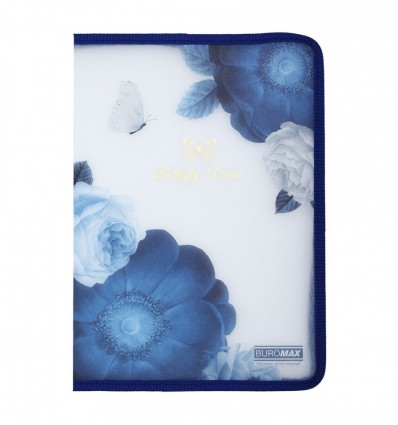 Папка конверт А4 на молнии, SHADES ARABESKI, полупрозрачная, темно-синяя, BM.3980-03