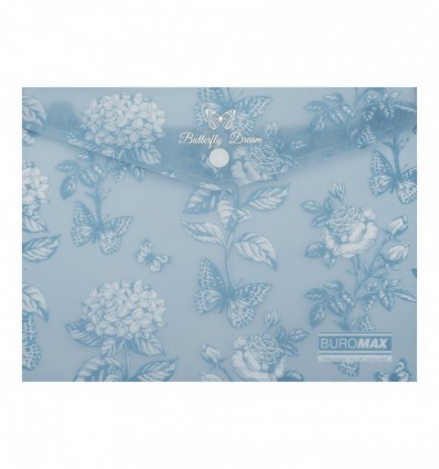 Папка-конверт А5 на кнопке, GLADE ARABESKI, полупрозрачная, сине-серая, BM.3919-95