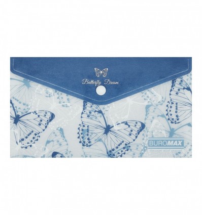 Папка-конверт DL на кнопці, MACHAON ARABESKI, напівпрозора, синя, BM.3952-02