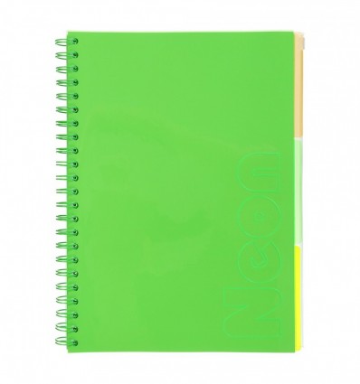 Тетрадь на пружине NEON, А4 (210x297), 120 л, клетка, зеленый, BM.24349911-04