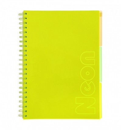 Тетрадь на пружине NEON, А4 (210x297), 120 л, клетка, желтая, BM.24349911-08