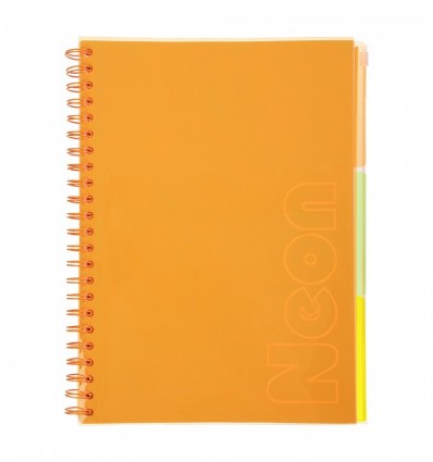 Тетрадь на пружине NEON, А4 (210x297), 120 л, клетка, оранжевая, BM.24349911-11