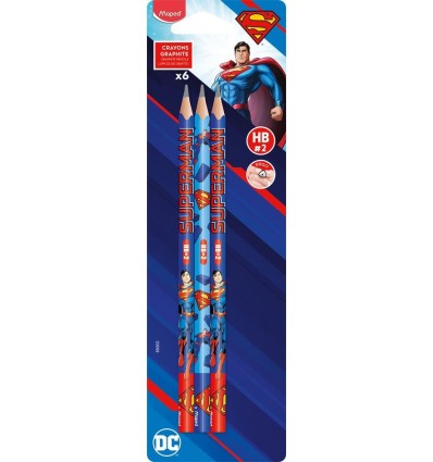 Набор графитовых карандашей SUPERMAN MP.850833, HB, без резинки, блистер (6 шт.)