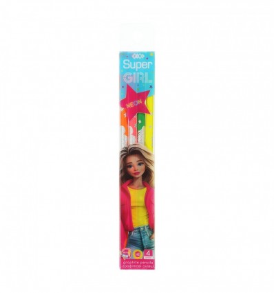 Набор графитовых карандашей SUPER GIRL ZB.2318, HB, с резинкой, 4шт