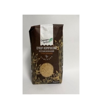 Цукор коричневий, нерафінований тростинний 1кг, пакет, 60001
