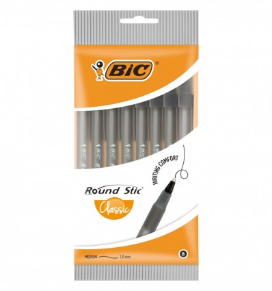Ручка кулькова "Round Stic" bc928498, чорна, 8 шт/уп