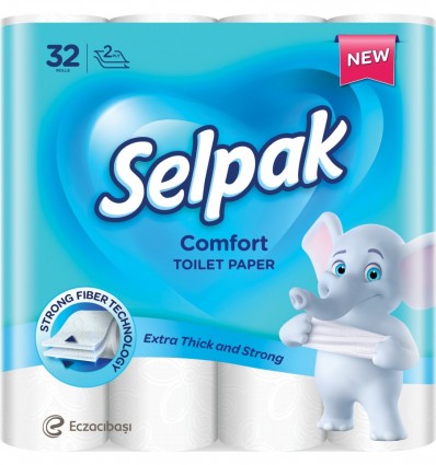 Туалетная бумага целлюлозная Comfort 2-х слой., 32 рул/уп, белая SELPAK PRO, sp.74471