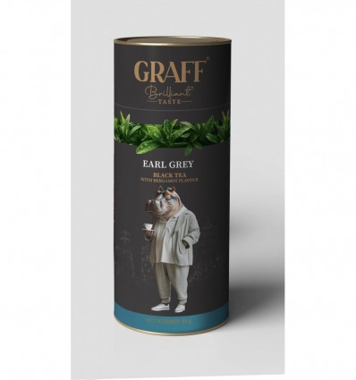 Чай чорний байховий з ароматом бергамоту, листовий 80 г, тубус, "Earl Grey/Ерлгрей" GRAFF, gr.10