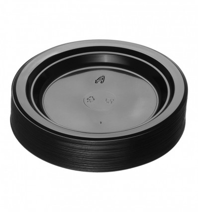 Тарілка одноразова, десертна, чорна Преміум, d-176 мм, 10г 50шт/уп EuroStandart BUROCLEAN, 1080124