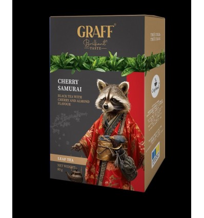 Чай черный с вишней листовой 80 г, картон "Cherry Samurai/ Вишневый Самурай" GRAFF, gr.11884