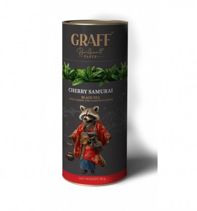 Чай черный с вишней листовой 80 г, тубус "Cherry Samurai/ Вишневый Самурай" GRAFF, gr.10863