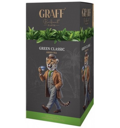Чай зелений байховий 36г (20*1.8г), сашет, "Green Classic/Класичний зелений" GRAFF, gr.11501