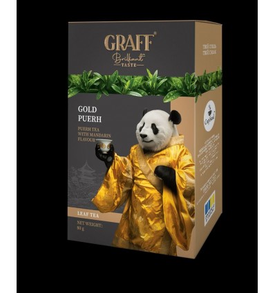 Чай пуер с мандарином, листовий 80 г, картон, "Gold Puer " GRAFF, gr.11907
