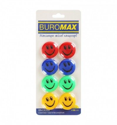 Комплект магнитов СМАЙЛИК ЦВЕТНЫЙ BM.0032, 8 шт *30 мм