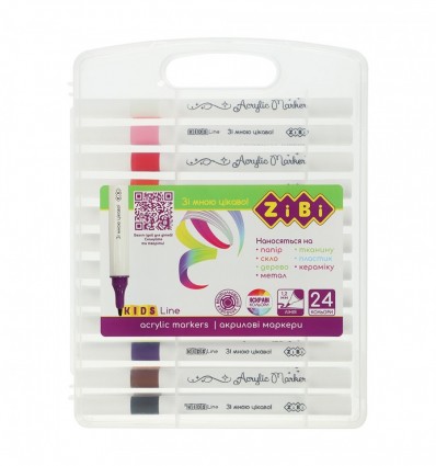 Набор акриловых маркеров, 24 цветов, KIDS Line