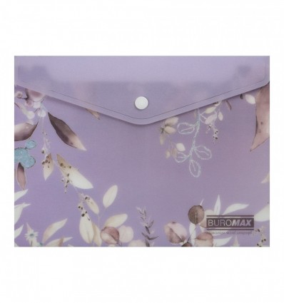 Папка-конверт на кнопці ARABESKI, А5, матовий напівпрозорий пластик, сливовий