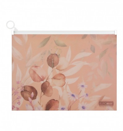 Папка-конверт на zip-блискавці ARABESKI, А4, непрозорий матовий, пластик, персиковий