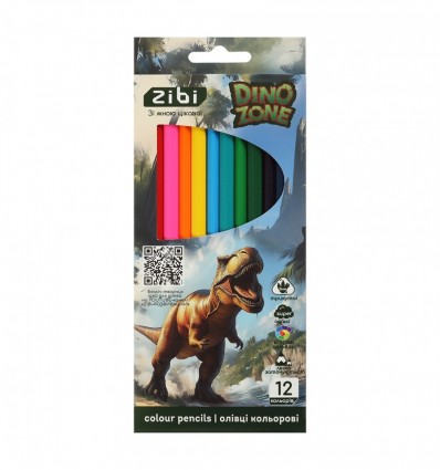 Олівці кольорові DINO, тригранний корпус, 12 кольорів