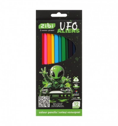 Олівці кольорові UFO, тригранний корпус, 12 кольорів