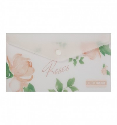 Папка-конверт на кнопке ARABESKI, DL, матовый непрозрачный пластик, коралловый