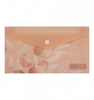 Папка конверт на кнопке ARABESKI, DL, матовый непрозрачный пластик, персиковый.
