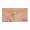 Папка конверт на кнопке ARABESKI, DL, матовый непрозрачный пластик, персиковый.