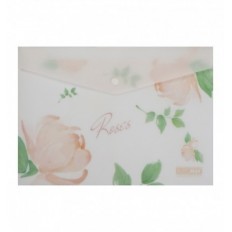 Папка-конверт на кнопке ARABESKI, А4, непрозрачный матовый, пластик, коралловый