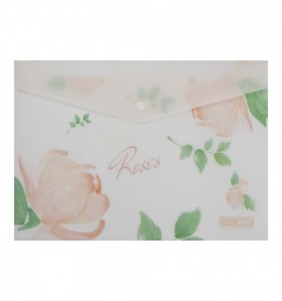 Папка-конверт на кнопке ARABESKI, А4, непрозрачный матовый, пластик, коралловый