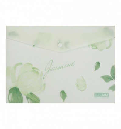 Папка конверт на кнопке ARABESKI, А4, непрозрачный матовый, пластик, мятный.