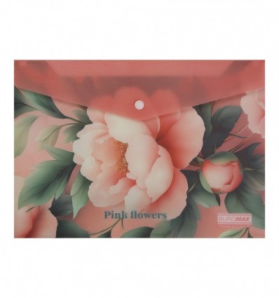 Папка конверт на кнопке ARABESKI, А4, непрозрачный матовый, пластик, розовый