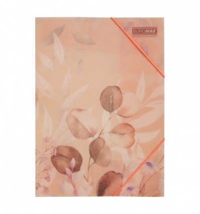 Папка на гумках ARABESKI, А4, матовий непрозорий пластик, персиковий