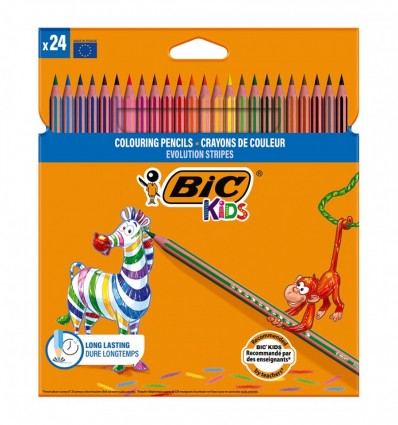 Карандаши цветные "Еволюшн Страйпс", 24 шт.