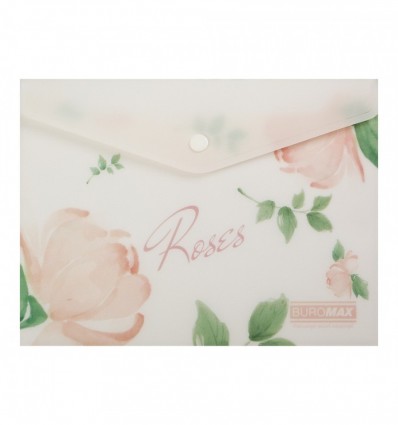 Папка-конверт на кнопці ARABESKI, А5, матовий напівпрозорий пластик, кораловий